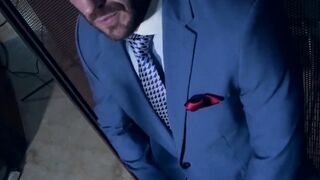 Classy hunk sucks a gloryhole cock before being hammered