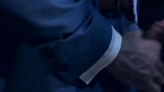 Classy hunk sucks a gloryhole cock before being hammered