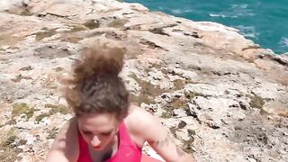 Dark Hair having outside sex on vacation