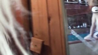 Foreign plowed with blonde Leona Korenova into the locker room