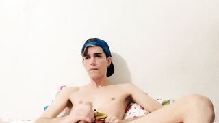 Sexy twink Henry Evans roughly strokes his huge schlong giving shivers