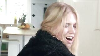 Blonde celeb into fishnet tights Violette Virgin