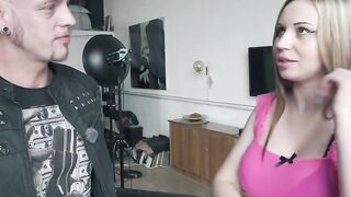 Big Boobed blonde Marina flirting on the street