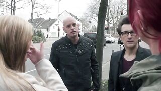 Big Boobed blonde Marina flirting on the street