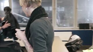 Thin tattoo blonde Sina Longleg does threesomes