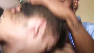 Sexy black Rio Starr has so much cum in his nuts that I have to drain it through bj