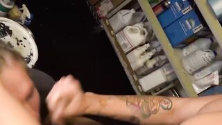 Blonde Darron Bluu gets a big cock and a hot milky jizz inside his wet mouth