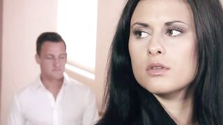 Slender woman Billie Celeb inside nylons and dress
