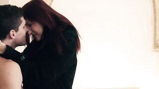 Skinny red head cougar Kattie Gold inside nylons