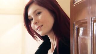 Skinny red head cougar Kattie Gold inside nylons