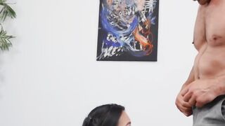 Petite Asian Jade Kimiko takes a big facial load from daddy Charles Dera