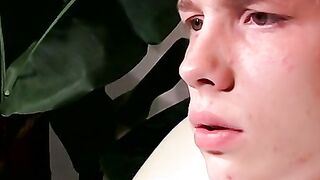 Teen hardcore smoker Denis strokes gorgeous cock on the couch