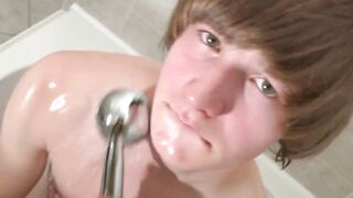 Teen boy Antony Carter gets a handjob in the bathroom