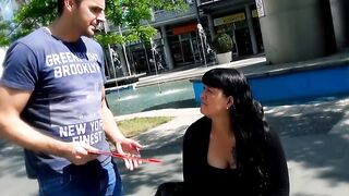 Chubby woman Kim Schmidt seduced on the street