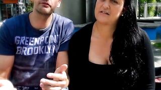 Chubby woman Kim Schmidt seduced on the street