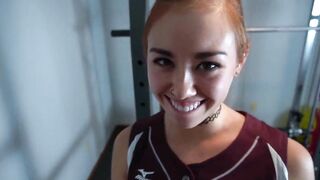 Red Head Volleyball Hoe Blows Coaches Cock for Facial: Brandibraids