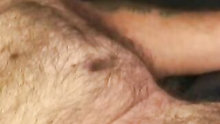 Old amateur with mustache masturbates his limp dick and cums