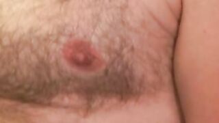 Old amateur with mustache masturbates his limp dick and cums