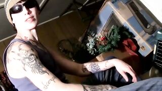 Tattooed bad boy Blinx shows off how he masturbates
