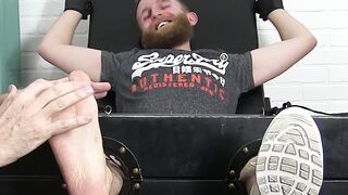 Blindfolded bearded slave tickle tormented by mature dom
