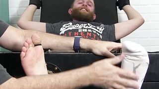 Blindfolded bearded slave tickle tormented by mature dom