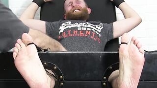 Blindfolded bearded slave tickle tormented by mature dom