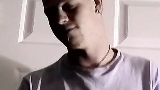 Blond amateur jerks off and cums in mature gays mouth