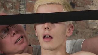 Submissive and oiled up Alexis Tivoli jerked off until he cums