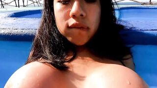 Big Titted Hispanic teens Alaska Rod banged inside the pool