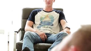 Voyeur masturbates while Markie More and Jake Davis raw fuck