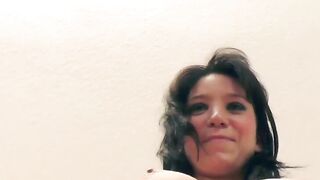 Ebony-haired bimbo at a real casting