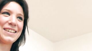 Ebony-haired bimbo at a real casting