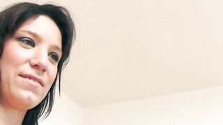 Ebony-haired bimbo at a real casting