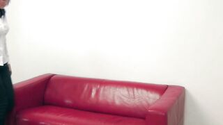 Ebony-haired bimbo at a real casting