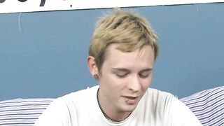Inked twink Miles jerking off and stuffing dildo in his ass