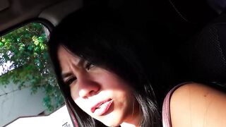 pov vehicle sex with a young Hispanic skank