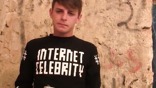 Cutie Cameron James jerked his cock while sucking the cock of hottie Sebastian Kane a