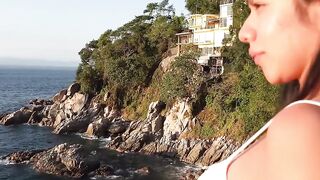 Curvy southern woman having sex on the terrace