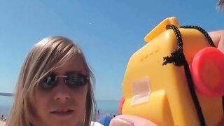 Blonde vacationer fucks outside during a casting