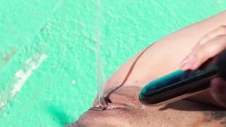 Outdoors solo sex with sex dildos from Hispanic teenie