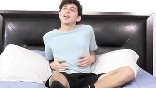 Twink contacts his penis in the wake of talking pleasantly at a meeting