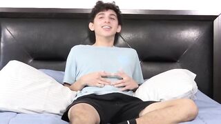 Twink contacts his penis in the wake of talking pleasantly at a meeting