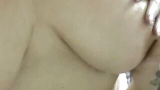 Lesbian GILF plays her big titties with her luscious pussy