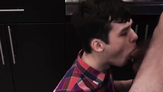 Unusual stepfather barebacks twink and cums on his adorable face