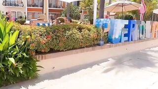 Pee and sucking off outdoor with a skinny amateur