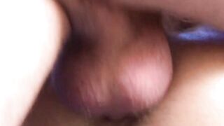 Petite homosexual with a wig having bareback anal sex