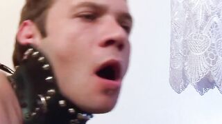 Homosexual anal sex bareback with leather fetishists