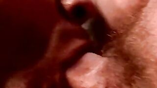 Black dude gives blowjob to chubby's big boner