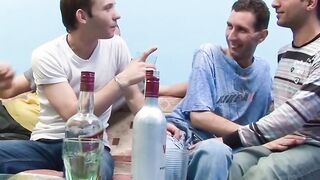 Homosexual foursome bareback with skinny guys