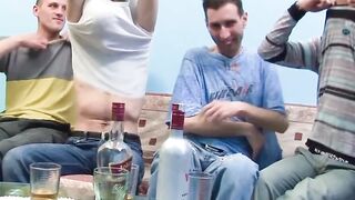 Homosexual foursome bareback with skinny guys